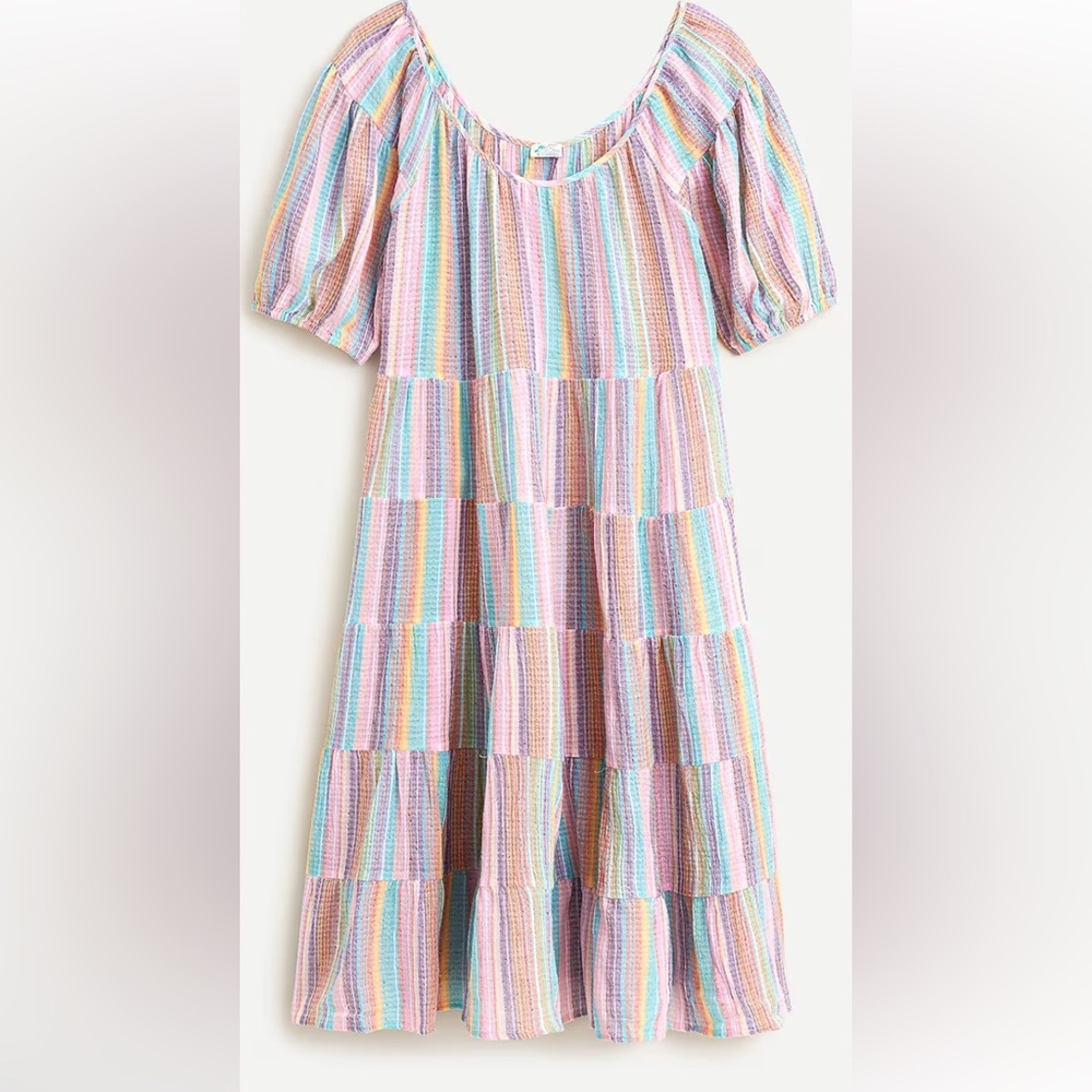 J.Crew NWT Pink Orange Tiered Beach Cover Up Dress Summer Cotton S